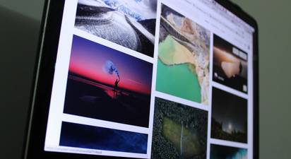 Visual showing images in different web formats on a digital dashboard